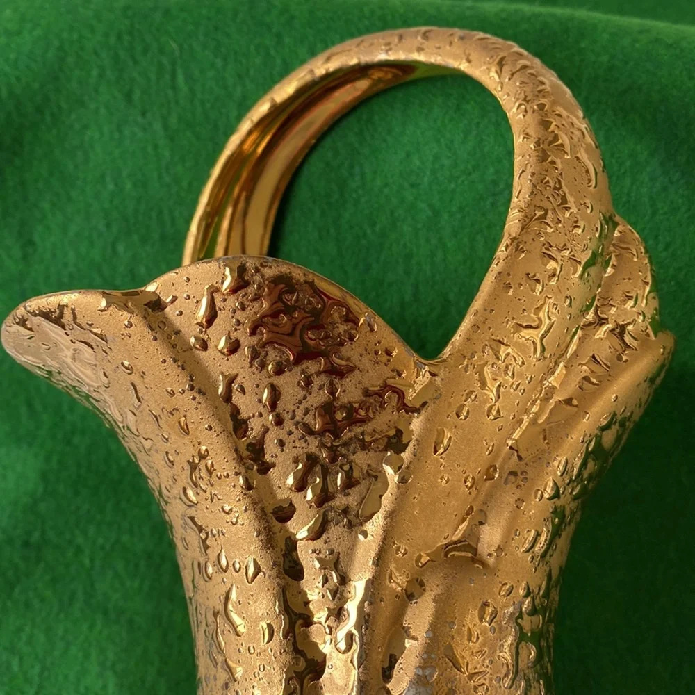 Weeping Gold Splatter Ceramic Basket Vintage